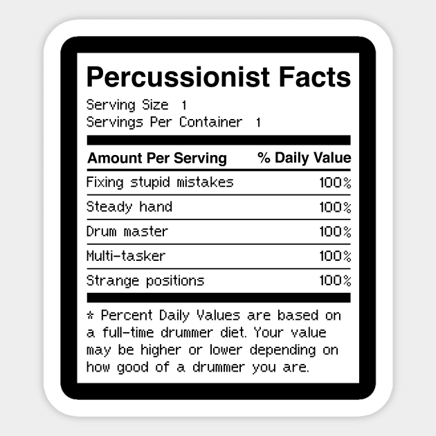 Percussionist Facts | Funny Drums Drummer Sticker by MeatMan